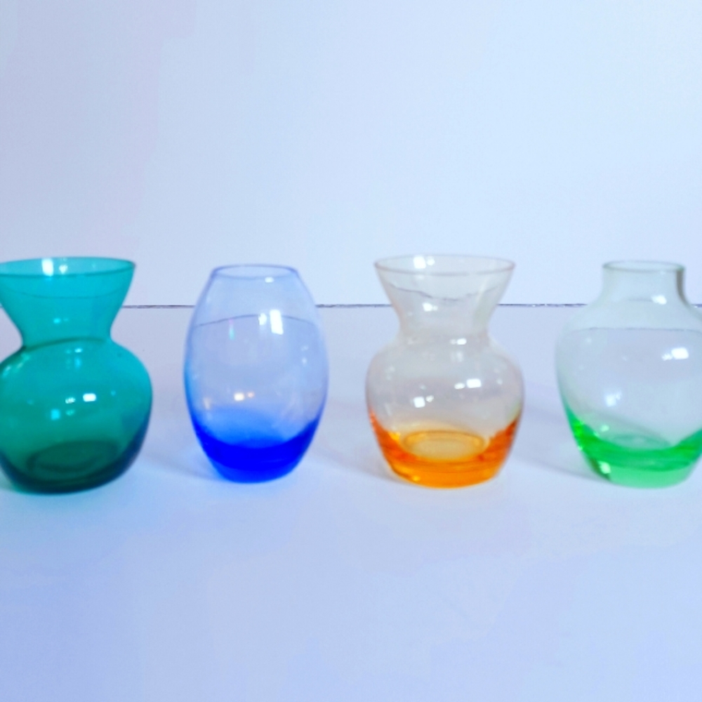 Vintage Anchor Hocking Depression Glass Mini Bud Vases Set of 4